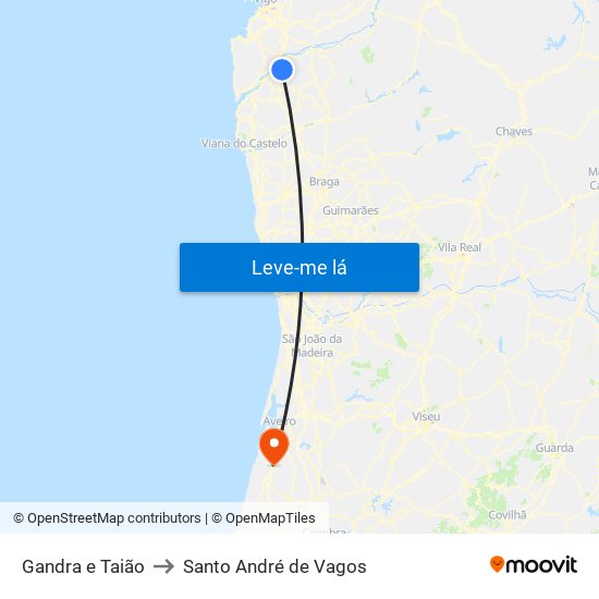 Gandra e Taião to Santo André de Vagos map