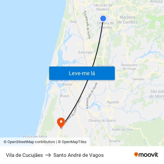 Vila de Cucujães to Santo André de Vagos map