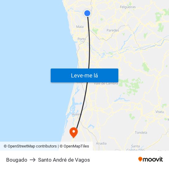 Bougado to Santo André de Vagos map