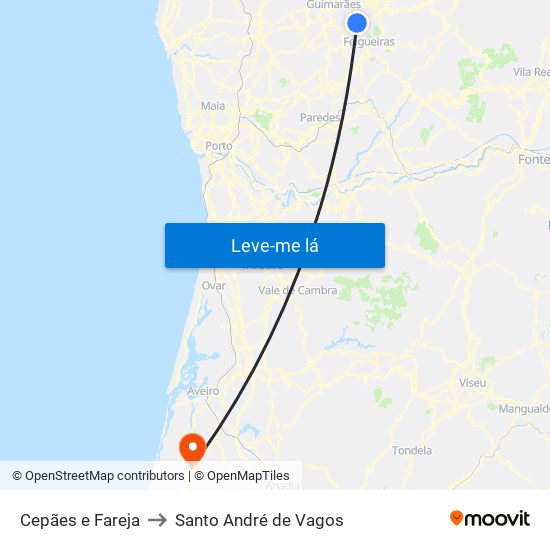 Cepães e Fareja to Santo André de Vagos map