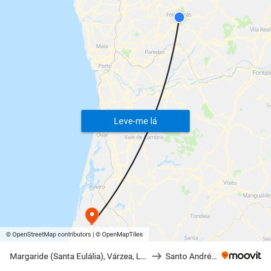 Margaride (Santa Eulália), Várzea, Lagares, Varziela e Moure to Santo André de Vagos map