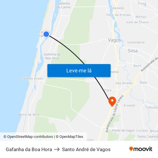 Gafanha da Boa Hora to Santo André de Vagos map