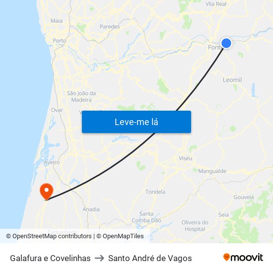 Galafura e Covelinhas to Santo André de Vagos map