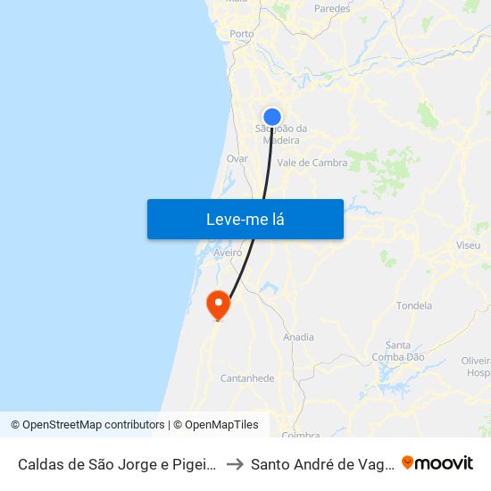 Caldas de São Jorge e Pigeiros to Santo André de Vagos map