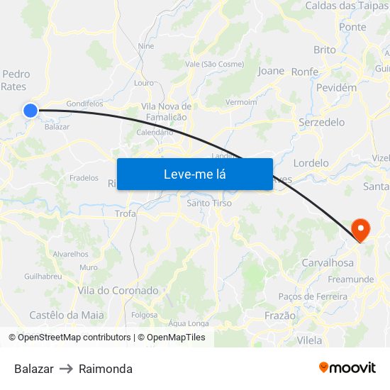 Balazar to Raimonda map