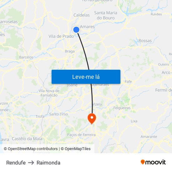 Rendufe to Raimonda map