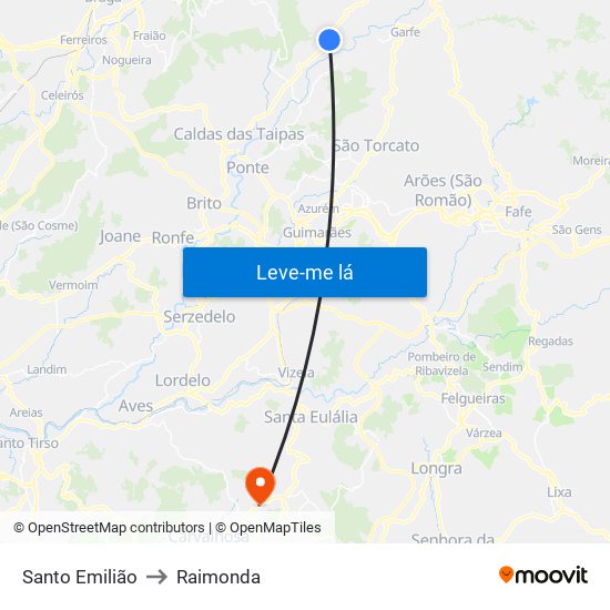 Santo Emilião to Raimonda map