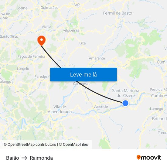 Baião to Raimonda map