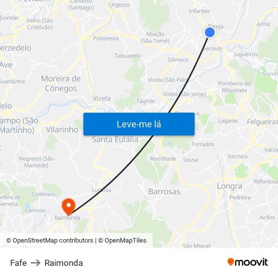 Fafe to Raimonda map