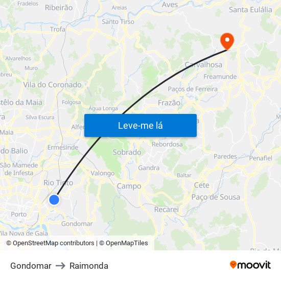 Gondomar to Raimonda map