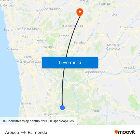 Arouca to Raimonda map