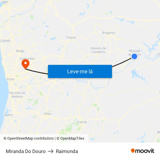 Miranda Do Douro to Raimonda map