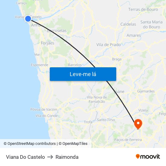 Viana Do Castelo to Raimonda map