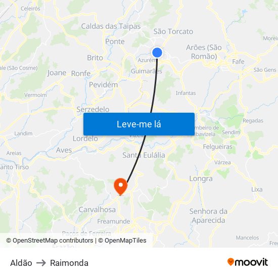 Aldão to Raimonda map