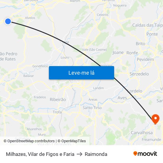 Milhazes, Vilar de Figos e Faria to Raimonda map