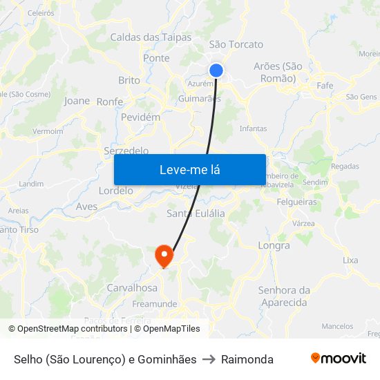 Selho (São Lourenço) e Gominhães to Raimonda map