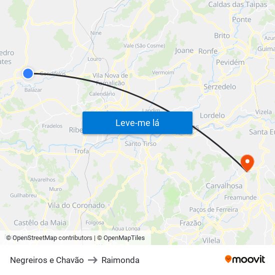 Negreiros e Chavão to Raimonda map