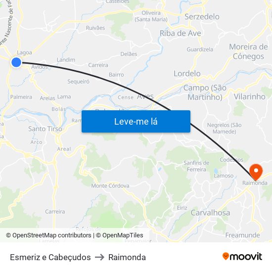 Esmeriz e Cabeçudos to Raimonda map