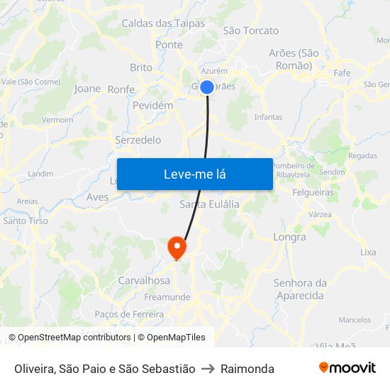 Oliveira, São Paio e São Sebastião to Raimonda map