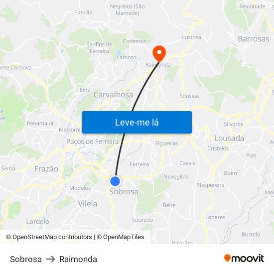 Sobrosa to Raimonda map