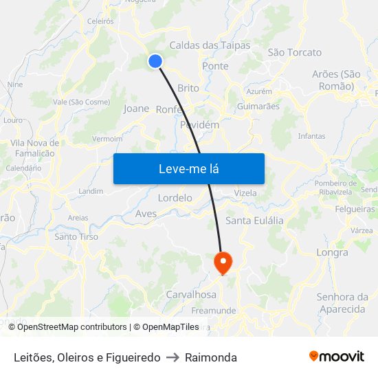 Leitões, Oleiros e Figueiredo to Raimonda map