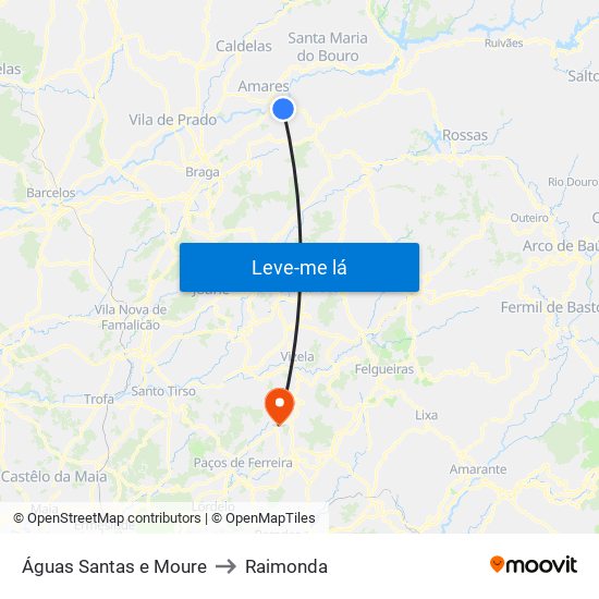 Águas Santas e Moure to Raimonda map