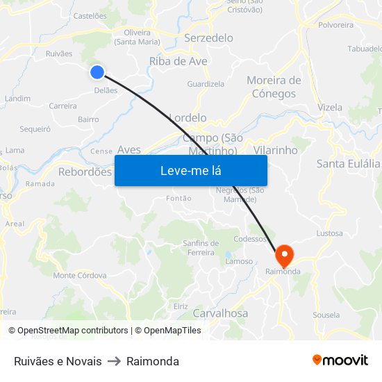 Ruivães e Novais to Raimonda map