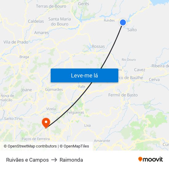 Ruivães e Campos to Raimonda map