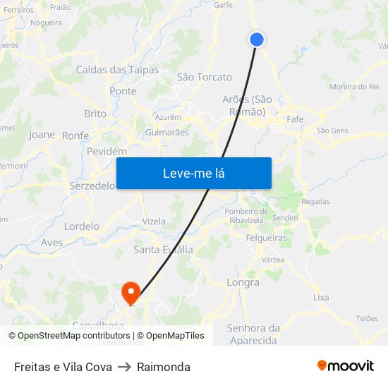 Freitas e Vila Cova to Raimonda map
