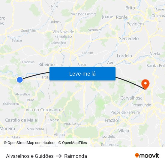 Alvarelhos e Guidões to Raimonda map