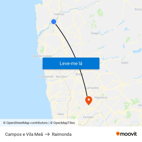 Campos e Vila Meã to Raimonda map