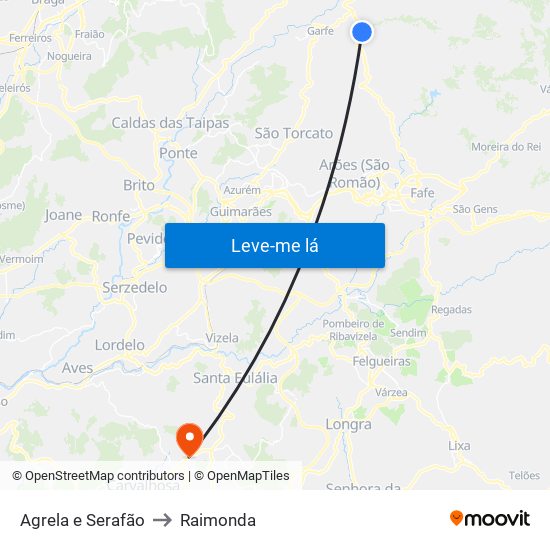 Agrela e Serafão to Raimonda map