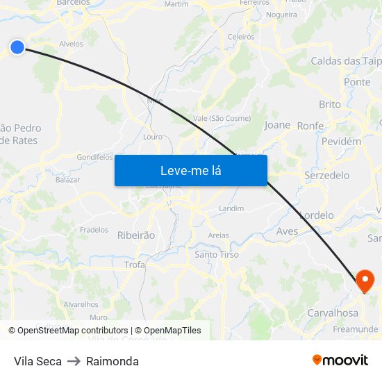 Vila Seca to Raimonda map