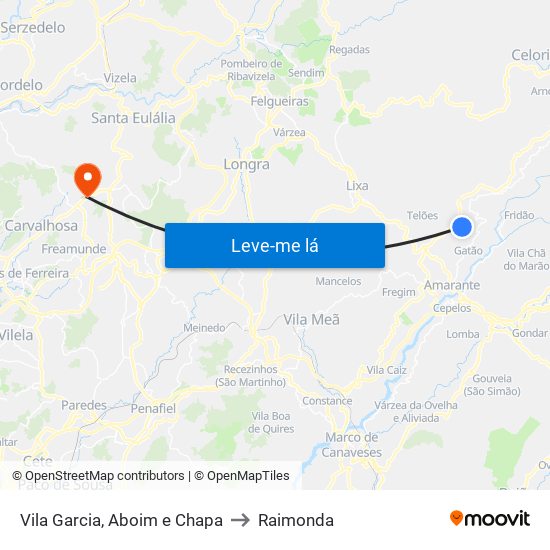 Vila Garcia, Aboim e Chapa to Raimonda map