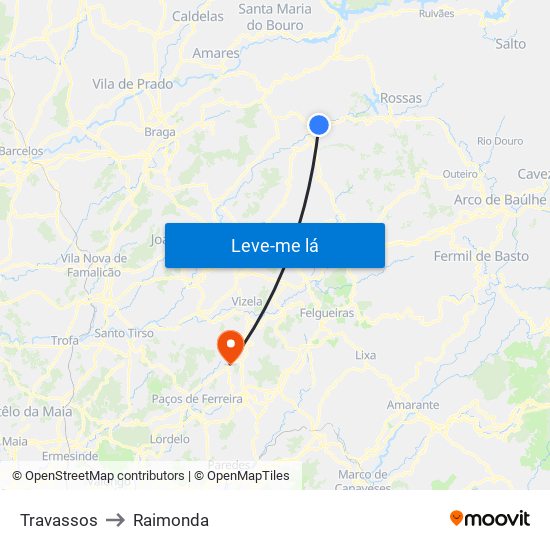 Travassos to Raimonda map