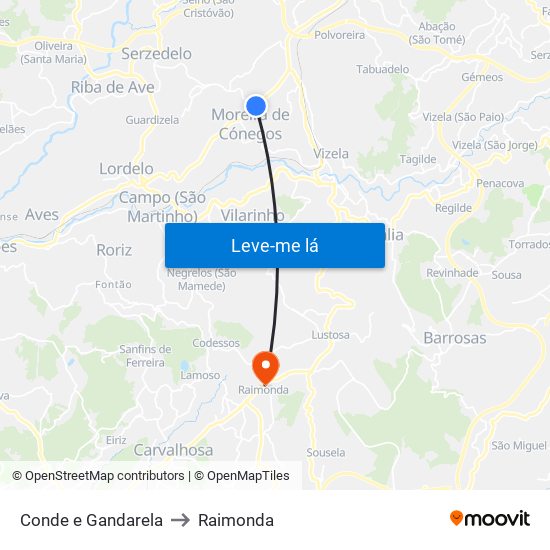 Conde e Gandarela to Raimonda map