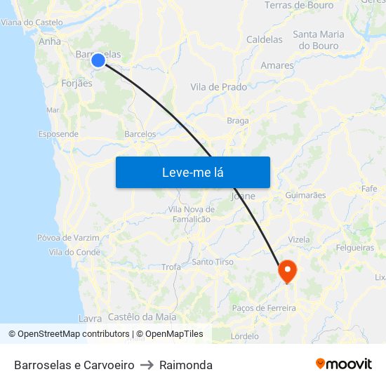 Barroselas e Carvoeiro to Raimonda map