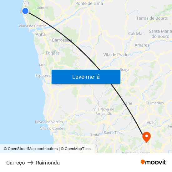 Carreço to Raimonda map