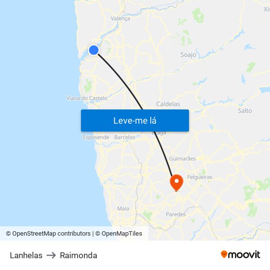 Lanhelas to Raimonda map