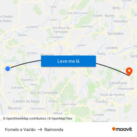 Fornelo e Vairão to Raimonda map