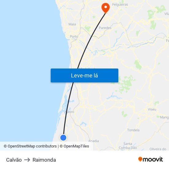 Calvão to Raimonda map