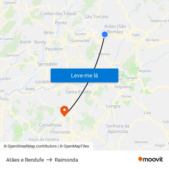 Atães e Rendufe to Raimonda map
