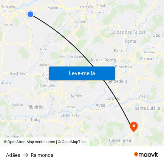 Adães to Raimonda map