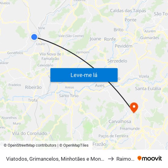 Viatodos, Grimancelos, Minhotães e Monte de Fralães to Raimonda map