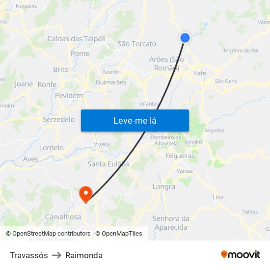 Travassós to Raimonda map