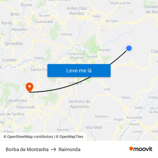 Borba de Montanha to Raimonda map