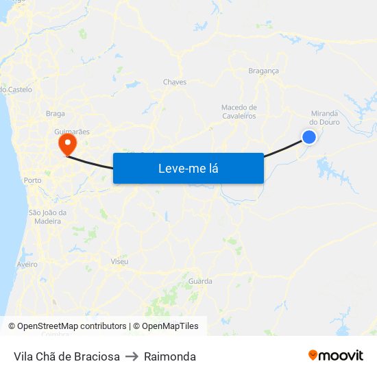 Vila Chã de Braciosa to Raimonda map