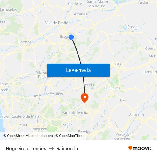 Nogueiró e Tenões to Raimonda map