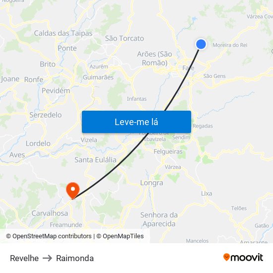 Revelhe to Raimonda map