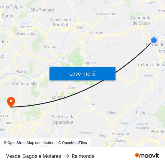 Veade, Gagos e Molares to Raimonda map